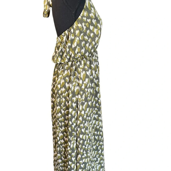 Banana Republic Maxi Dress Womens S Green All Over Print Chiffon Lined Halter - Picture 5 of 8